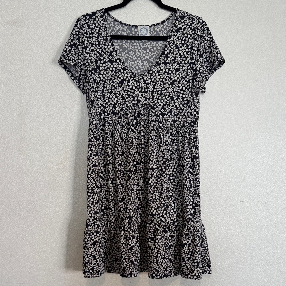 Blue Rain Black and White Floral Mini Dress